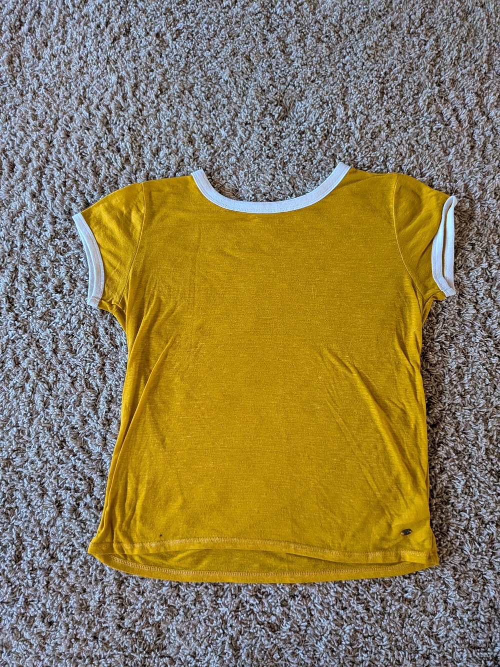 American Eagle Outfitters Mustard Yellow Ringer Short Sleeve Tee